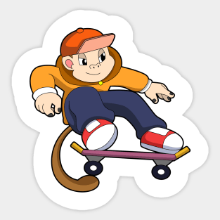 Monkey as Skater with Skateboard Sticker